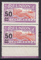 REUNION N°123A En Paire Verticale Bord De Feuille Neuf Sans Charnière - Unused Stamps