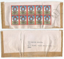 REAL  Postal History !!! Bhutan Commerce Cover Himphu 8apr1986 To Italy With 50ch Precious Gem Block 8+2  !!!!!!!!!!!!!! - Boeddhisme