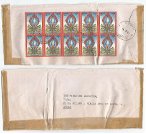 REAL  Postal History !!! Bhutan Commerce Cover Himphu 8apr1986 To Italy With 50ch Precious Gem Block 8+2  !!!!!!!!!!!!!! - Buddhismus