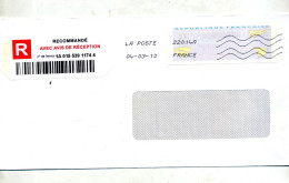 Lettre Recommandée Flamme Chiffree Sur Vignette  Vierge - 2000 Type « Avions En Papier »