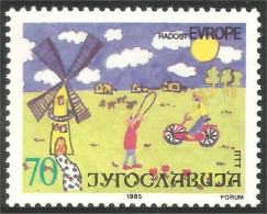 954 Yougoslavie Enfant Child Windmill Moulin Vent Windmühle Bicycle Vélo MNH ** Neuf SC (YUG-362b) - Vélo