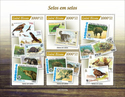 Guinea Bissau 2022, Animals, WWF On Stamps, Birds, Turtle, Frog, Cat, 4val In BF - Arends & Roofvogels