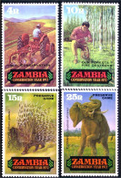 958 Zambia Hunting Elephant Chasse MNH ** Neuf SC (ZAM-19) - Elephants