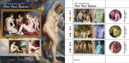 Guinea Bissau 2022, Art, Rubens, Nude Painting, 3val In BF+BF - Nus