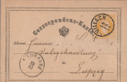 Autriche Entier Postal Villach Pour L'Allemagne 1874 - Postcards