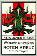 13959301 - Weihnachts-Ausschuss Vom Roten Kreuz Fuer Oberbayern Beleuchteter Tannenbaum Herzlichen Gruss! - Croix-Rouge