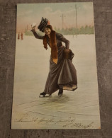 DEUTSCHES REICH ICE SKATING POSTKARTE CARTE POSTALE POST CARD CIRCULED - Figure Skating