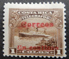 Costa Rica 1911 (4) Telegrafos Surcharded Un Centimo - Costa Rica