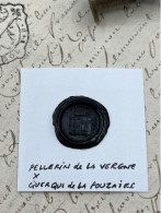 CACHET CIRE ANCIEN - Sigillographie - SCEAUX - WAX SEAL - PELLERIN De La VERGNE QUERQUI DE LA POUZAIRE - Timbri