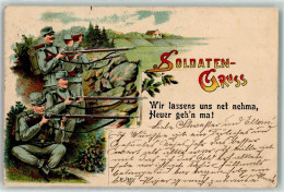 39195901 - Soldaten Gruss Lithographie Gewehre Schuetzengraben AK - Storia