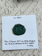 CACHET CIRE ANCIEN - Sigillographie - SCEAUX - WAX SEAL - Ca 1860 Mme Edmond De BEAUVERGER - Timbri