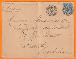 1897 - 15 C Groupe Sur Enveloppe De Saint Louis Du Sénégal Vers Lorient Morbihan - Correspondance Militaire - Ligne J - Storia Postale