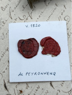 CACHET CIRE ANCIEN - Sigillographie - SCEAUX - WAX SEAL - V 1820 De PEYRONNENQ - Sellos