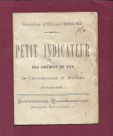 050424F - PETIT INDICATEUR 1882 Service D'hiver CHEMINS DE FER Arrondissement MONTARGIS Train - Spoorweg