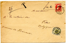 BELGIQUE - COB TAXE 6  SIMPLE CERCLE RELAIS POTTES SUR LETTRE DE GAND INSUFFISAMENT AFFRANCHIE, 1906 - Cartas & Documentos