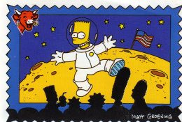 Sticker Vignette Autocollante Vache Qui Rit Simpson 2 Les Americains Premiers Hommes La Lune - Altri & Non Classificati