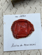 CACHET CIRE ANCIEN - Sigillographie - SCEAUX - WAX SEAL - Ca 1880 PRINCE DE PONINSKI - Stempels