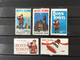 Vignette Boys Town Nebraska 1974-74-82-88-89 - Variétés, Erreurs & Curiosités