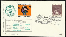 BALLON POST . BORDSTEMPEL . D - ERGEE III . 14 . 12 . 1969 - Fesselballons