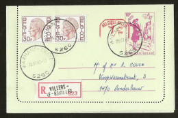 Bestellershalte WARNANT-DREYE 29/7/1983 Stempel Zonder Sterren Op Recommande Postblad 49M1 Met Rode Opdruk - Sternenstempel