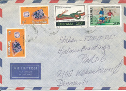 Tanzania Air Mail Cover Sent To Denmark With More Topic Stamps Incl. Soccer Football - Tanzanie (1964-...)