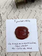 CACHET CIRE ANCIEN - Sigillographie - SCEAUX - WAX SEAL - 5 Juillet 1854 Comte RIVAUD De La RAFFINIÈRE Sous Préfet - Stempel & Siegel