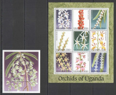 B0507 Uganda Flora Flowers Orchids Of Uganda 1Kb+1Bl Mnh - Orquideas
