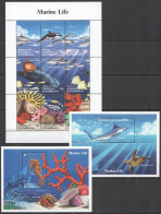 B0536 Antigua & Barbuda Fauna Fish & Marine Life 1Kb+2Bl Mnh - Marine Life