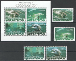 B0564 Samoa Fauna Marine Life 26Th Anniversary Of Greenpeace Dolphins Kb+Set Mnh - Marine Life