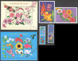 B0808 Antigua & Barbuda Flora Flowers Of The World Birds 2Bl+2Kb+1Set Mnh - Otros & Sin Clasificación