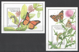 B0811 Antigua & Barbuda Flora & Fauna Insects & Butterflies 2Bl Mnh - Papillons