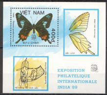 B0970 1989 Vietnam Flora & Fauna Butterflies India 89 1Bl Mnh - Butterflies