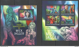 Ca714 2013 Central Africa Music 70Th Anniversary Mick Jagger Kb+Bl Mnh - Música