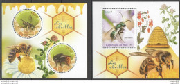 J173 2017 Honey Bees Insects Flowers Fauna 1Kb+1Bl Mnh - Api