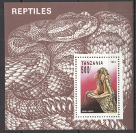 Oz0287 1993 Tanzania Animals Reptiles Snakes 1Bl Mnh - Sonstige & Ohne Zuordnung