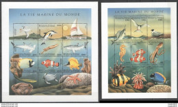 Pk062 Comoros Fish & Marine Life La Vie Marine Du Monde 2Sh Mnh Stamps - Marine Life