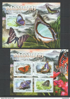 St2911 2016 S. Tome & Principe Insects Asian Fauna Butterflies 1Kb+1Bl Mnh - Vlinders