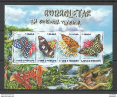 St2914 2015 S. Tome & Principe Butterflies Tropical Flora Fauna Kb Mnh - Vlinders