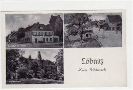 39020601 - Loebnitz Mit Krankenhaus, Dorfplatz, Eisenwaren - Geschaeft U. Kirche Gelaufen Von 1958. Gute Erhaltung. - Delitzsch