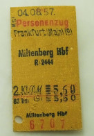 Germany-Train Ticket-Personentug Frankfurt(Main)-Miltenberg Hbf-1957. - Europe