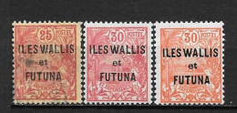 1922 - 21 à 23*MH - Timbres De N.C. Surchargés - Neufs