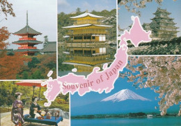 1 Map Of Japan * 1 Ansichtskarte Mit Der Landkarte Von Japan Und Sehenswürdigkeiten Von Japan * - Landkarten