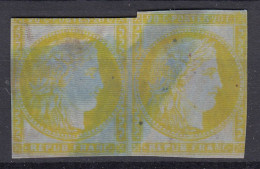 FRANCE ESSAI PROJET PRIVE MEILLET ET PICHOT 20c CERES JAUNE CITRON EN PAIRE ANNULEE - Proofs, Unissued, Experimental Vignettes