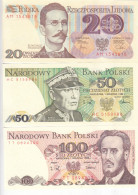 POLAND 20 50 100 ZLOTYCH 1982 1988 P-142 143 149 UNC - Polonia