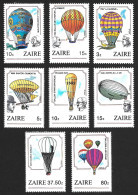 Zaire 1984 Avia Air Aerostat Zeppelins Baloons Airship Aviation History MNH Luxe Stamps Full Set Mi.# 867-874 Serie - Fesselballons