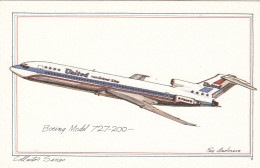 CPA (  Aviation) BOEING Model 727-200(b.bur Theme)  Illustrateur - 1946-....: Era Moderna