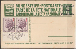 Schweiz Suisse 1946: PESTALOZZI BIE N° 22 Auf Pro Juventute-Karte 1914 Mit ET-Stempel GENÈVE 12.I.46 (Zu CHF 32.00) - Servizio