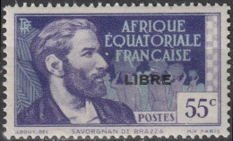 AEF 108 ** MNH Pierre SAVORGNAN De BRAZZA Explorateur + Surcharge FRANCE LIBRE Afrique Equatoriale Française A.E.F. 1940 - Nuevos