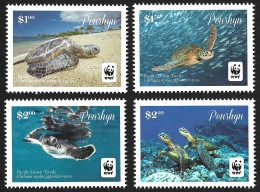 Penrhyn Cook Islands 2014 W.W.F. Green Turtle Ocean Marine Reptile Amphibian Wildlife MNH Stamps Full Sheet Mi. 757-760 - Tortues