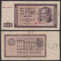 Ro 354a - 5 Mark DDR Banknote 1964 F- (4-) Serie BH Rosenberg Nicht Bekannt  - Other & Unclassified